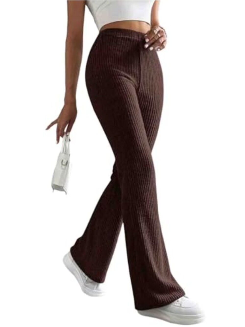 Women's Flare Leg Stretchy Lounge Pants High Waist Bell Bottom Trousers